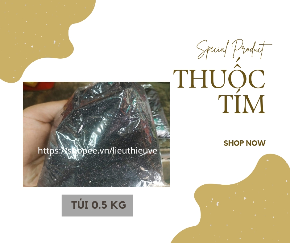 Bột tím KMnO4 tẩy rửa khung lụa cho ngành in, vệ sinh ao, hồ cá, tẩy ố quần áo