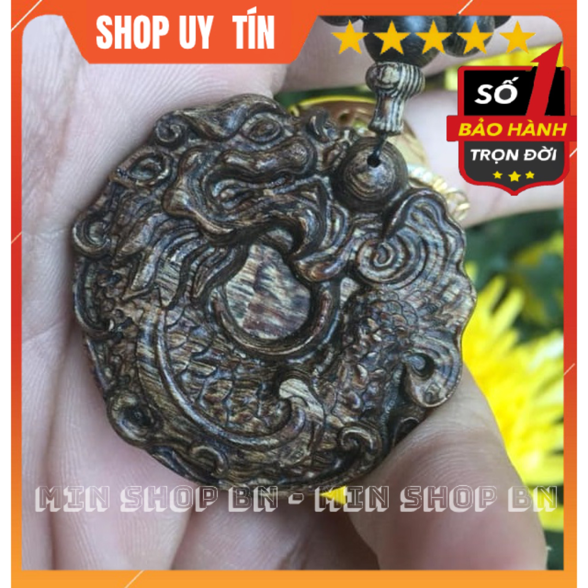 Mặt dây chuyền trầm hương sánh chìm điêu khắc CÁ CHÉP HÓA RỒNG, Thơm vĩnh viễn