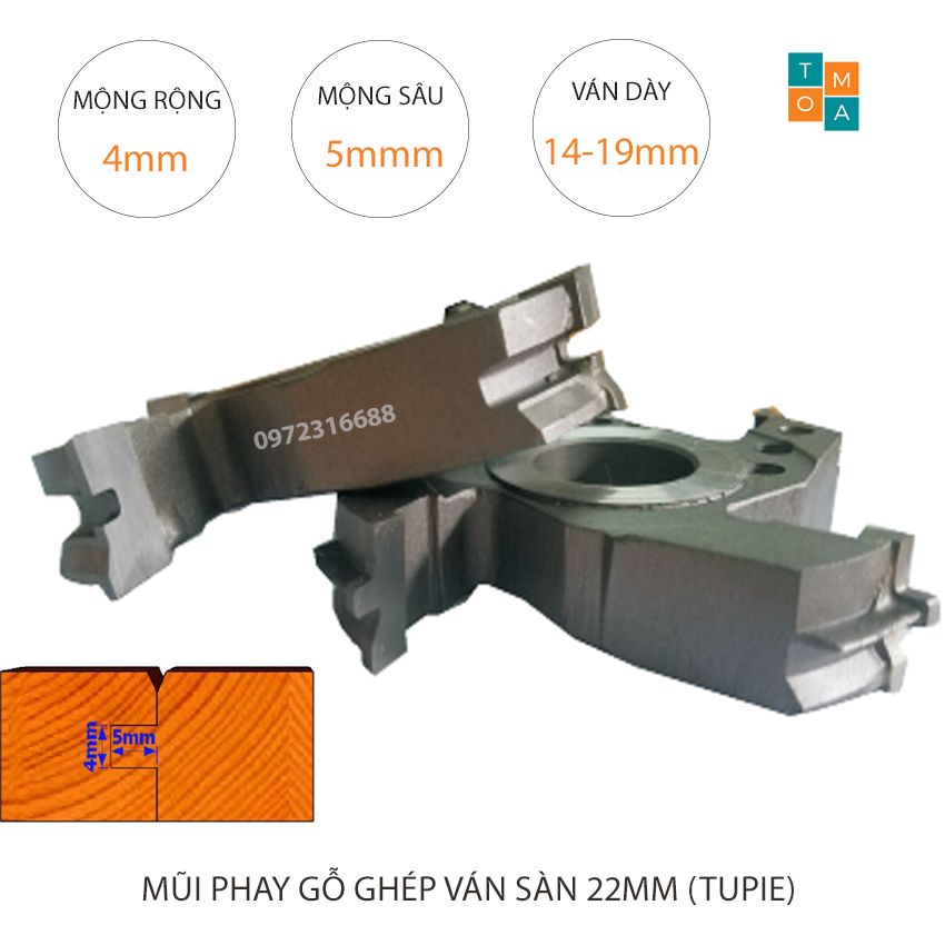 Mũi phay gỗ ghép ván sàn 22mm - mũi soi gỗ trục đứng, trục 25.4mm hoặc 30mm