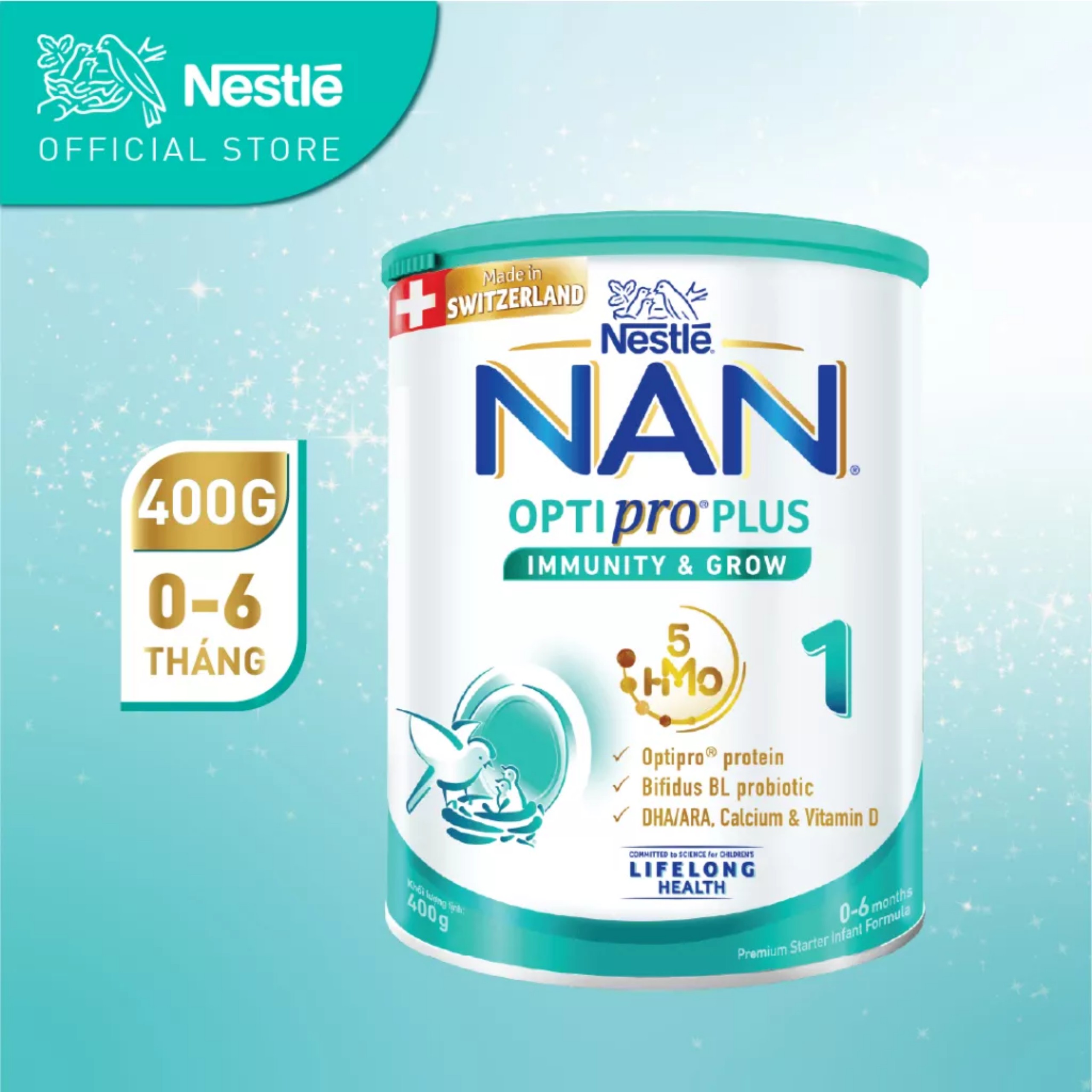 Sữa bột nestlé nan optipro plus 1 với 5hmo sản xuất tại thụy sĩ. – hộp 400gr-800gr