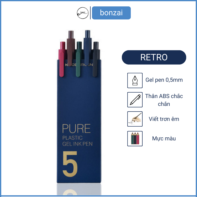Bộ 5 bút gel KACO PURE