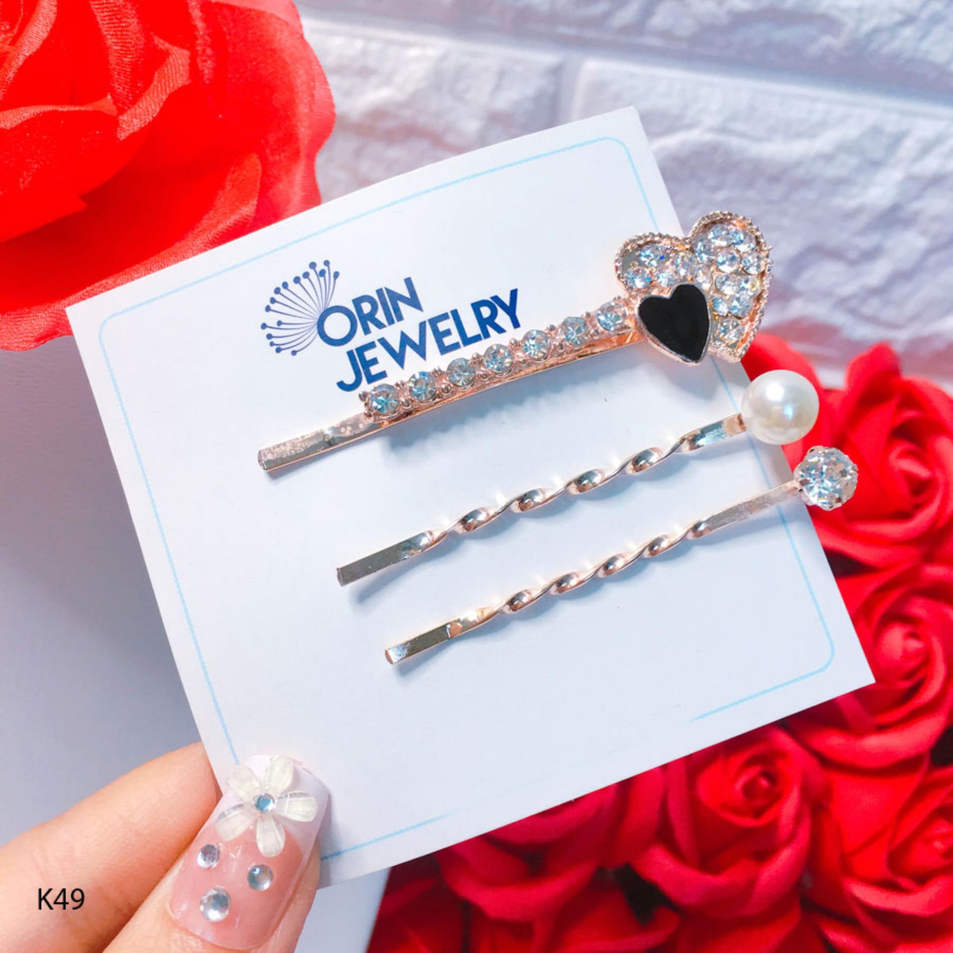 Set 3 kẹp tóc kim loại xinh xắn k49 - long tien