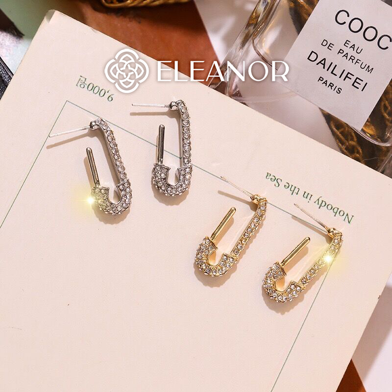 Bông tai nữ chuôi bạc 925 Eleanor Accessories khuyên tai đính đá hình ghim cài áo phụ kiện trang sức 5188