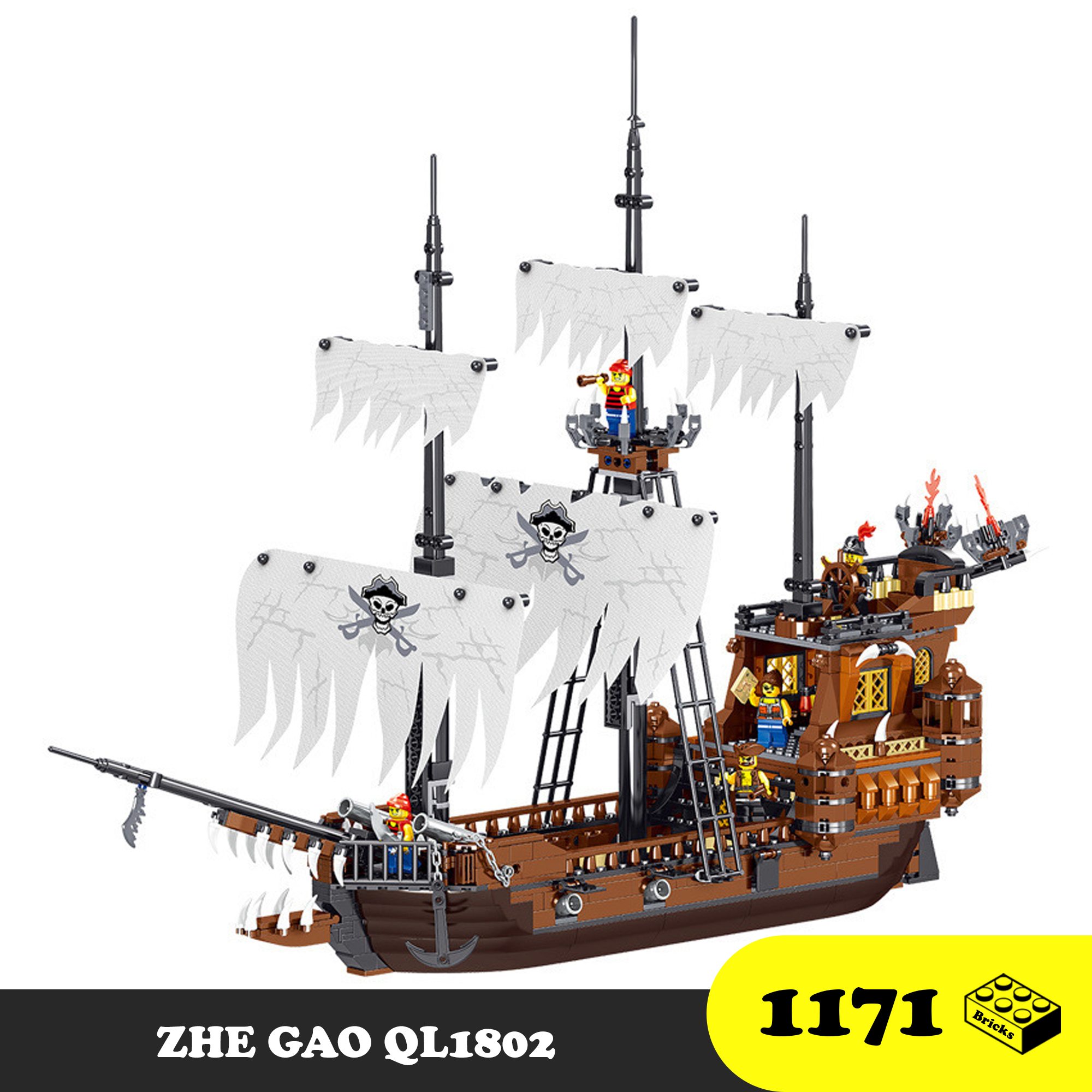 Lego Lắp Ráp Thuyền Cướp biển Trung Cổ Anh - Lego Zhe Gao QL1802 Pirates Kingdom - 1171 mảnh ghép