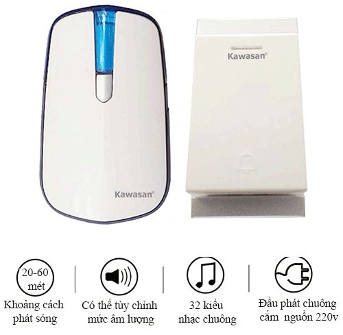HCM. Chuông cửa không dây kawasan KW-DB818. chuông cửa không dây tiện lợi, độ bền cao
