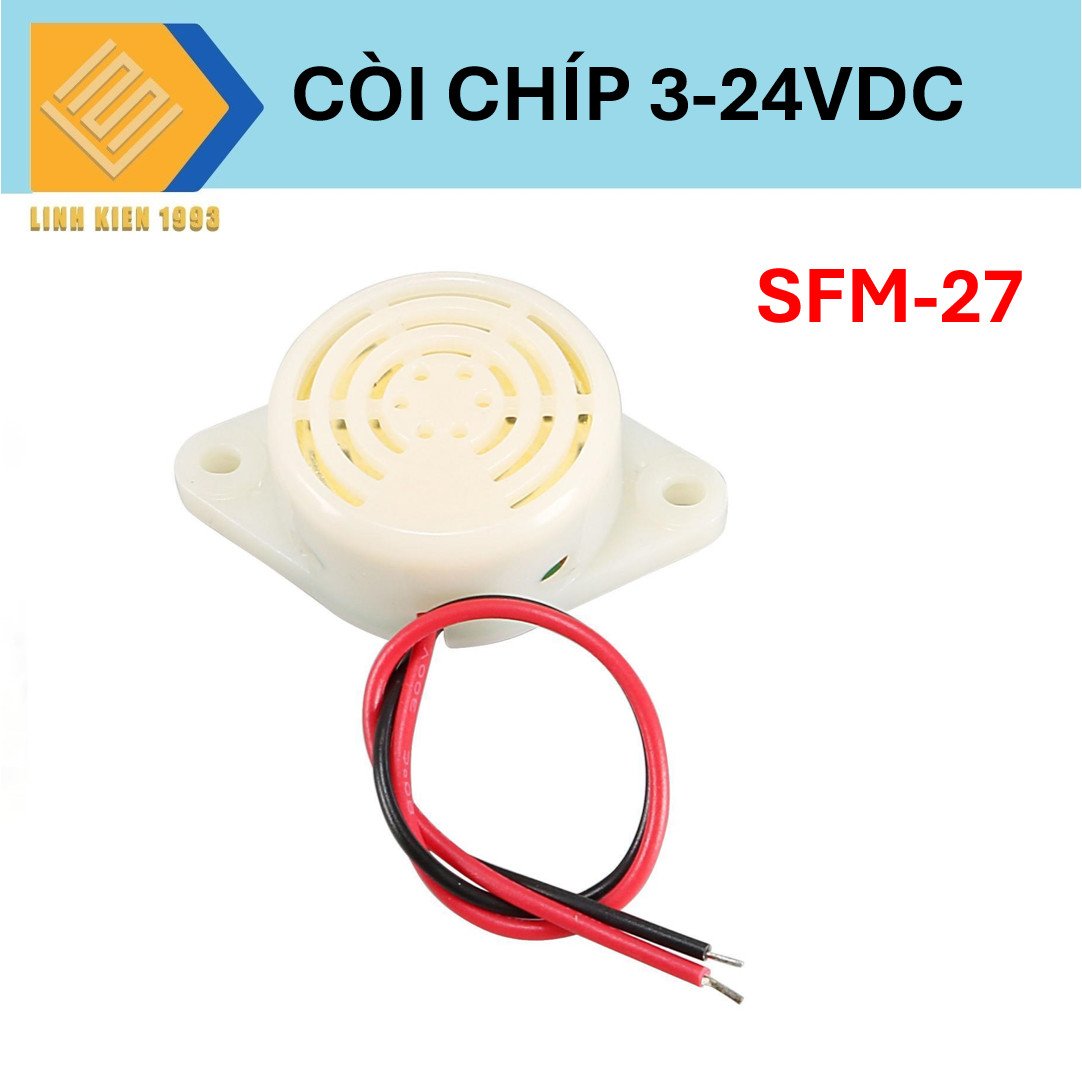 Còi sfm27 điện áp 3v-24vdc màu trắng kêu bíp bíp