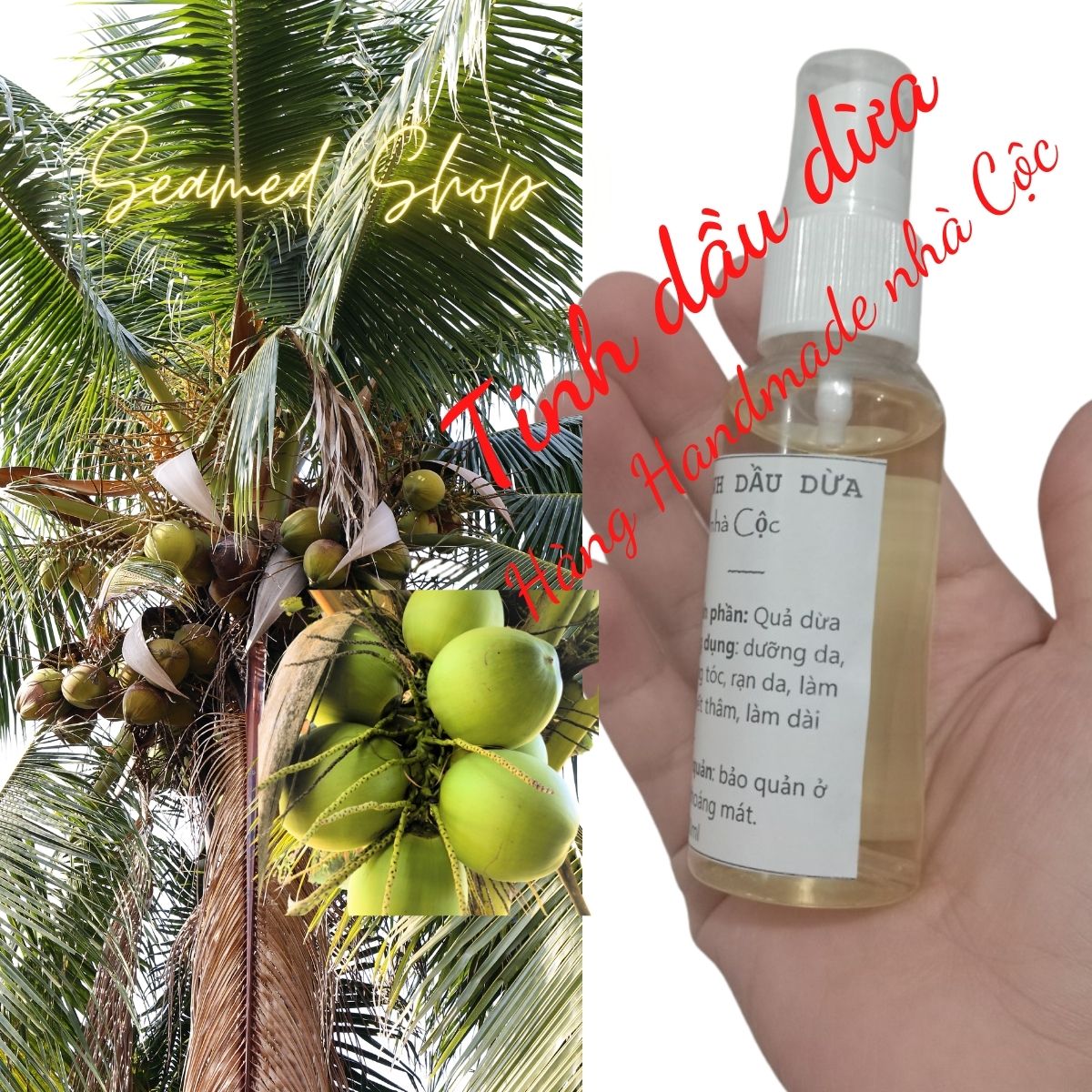 Tinh dầu dừa hàng nhà làm - 50ml - seamed shop