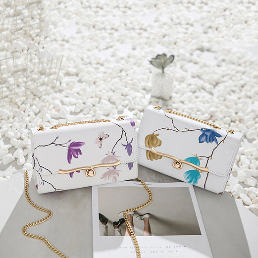 [HCM]Túi Đeo Chéo Khóa Gài Họa Tiết Hoa Đơn Giản T29