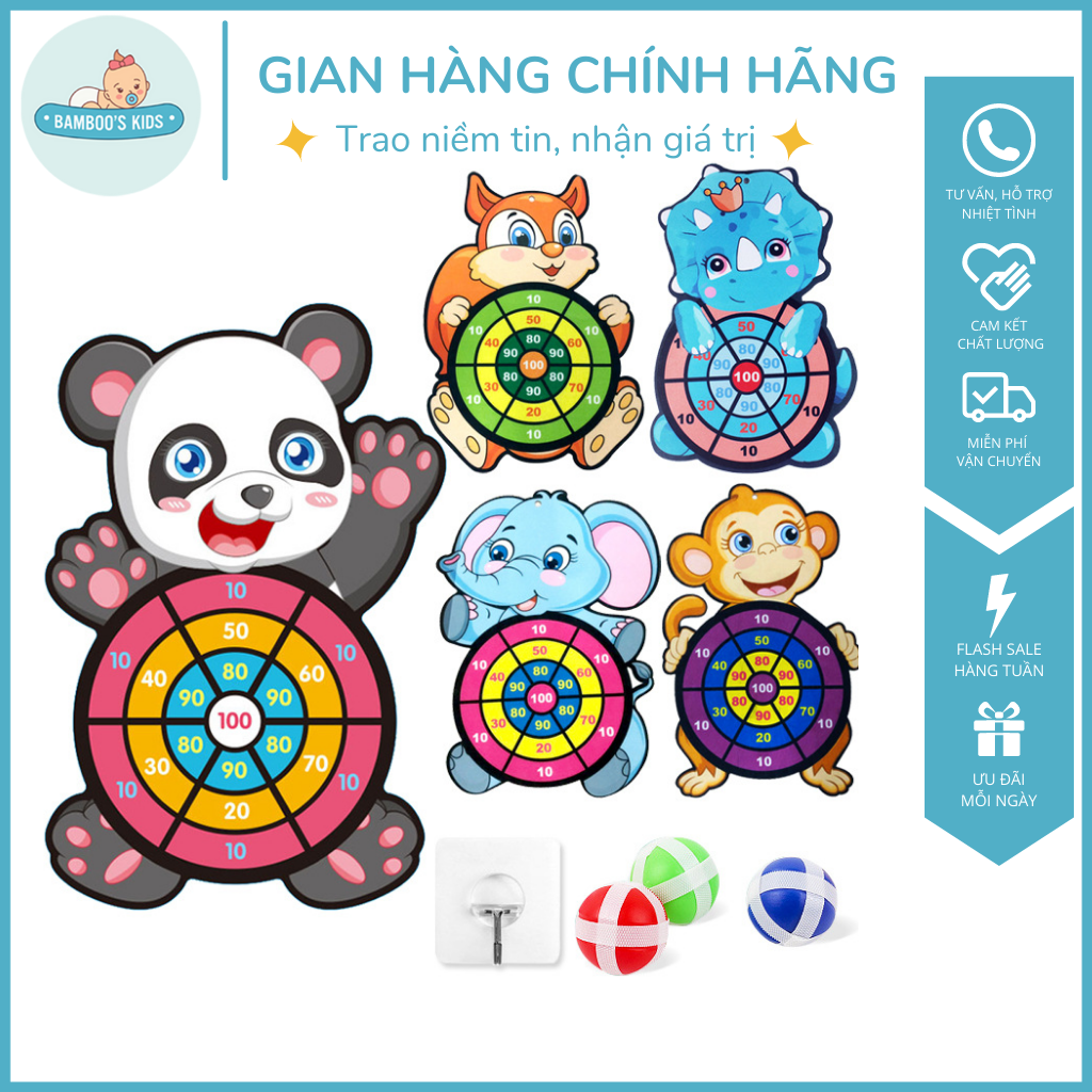 Bảng Ném Bóng Dính - Đủ Mẫu Bé Chọn, Kèm 3 Bóng - bóng ném dính tường, bộ bóng ném dính, bóng dính tường, bóng ném cho bé, phi tiêu bóng dính, đồ chơi bóng ném