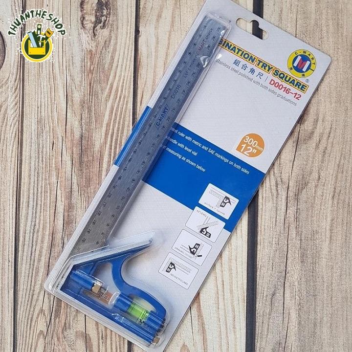 Thước ke góc dài 30cm có kèm thước thủy c-mart d0016-12