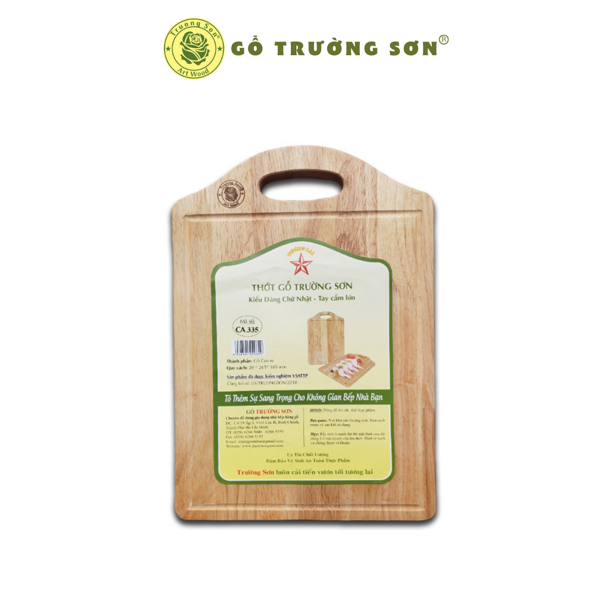 [HCM]Thớt Gỗ Cao Su Kiểu Dáng Chữ Nhật Dài 28.5, 33.5, 38.5 cm - Đồ Dùng Nhà Bếp Thương Hiệu Trường Sơn