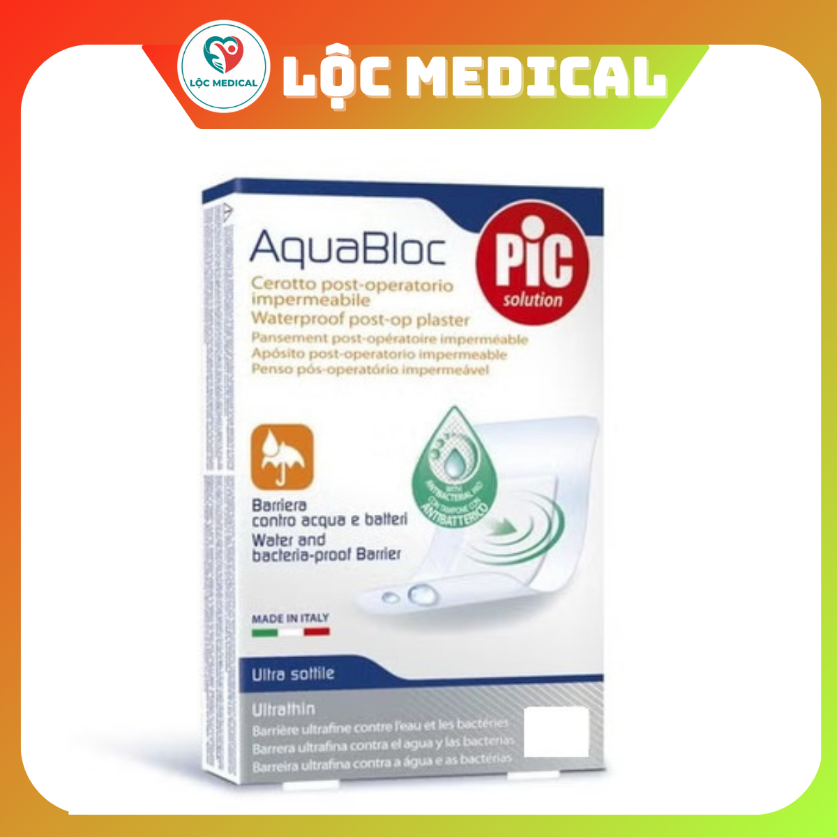 BĂNG CÁ NHÂN KHÁNG KHUẨN CHỐNG THẤM NƯỚC AQUABLOC ( THƯƠNG HIỆU PIC )