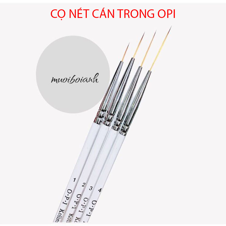 Cọ nét Kolinsky cán trong opi, cọ râu vẽ nail - Cọ vẽ nét nail OPI cán nhựa trong siêu mảnh , chuyên dùng học vẽ móng