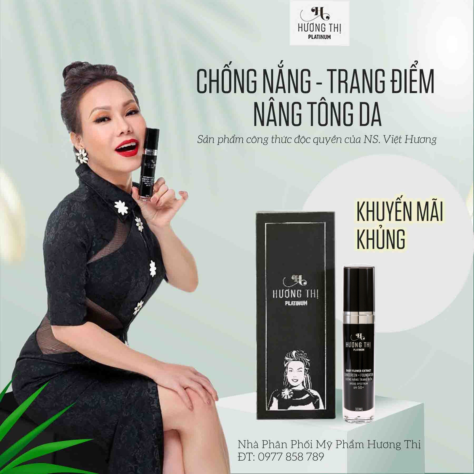 Kem chống nắng và lót trang điểm Hương Thị Sunscreen Foundation SPF50 30ml