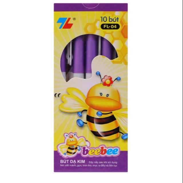- hộp 10 bút lông kim thiên long fl04 – beebee tím
