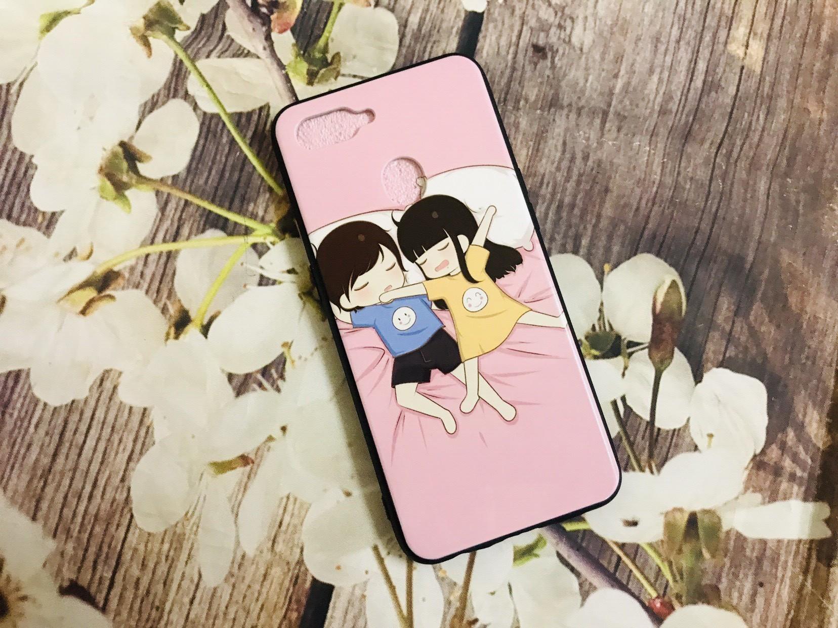 Ốp cứng lưng bóng viền dẻo in hình kute cho OPPO A5S