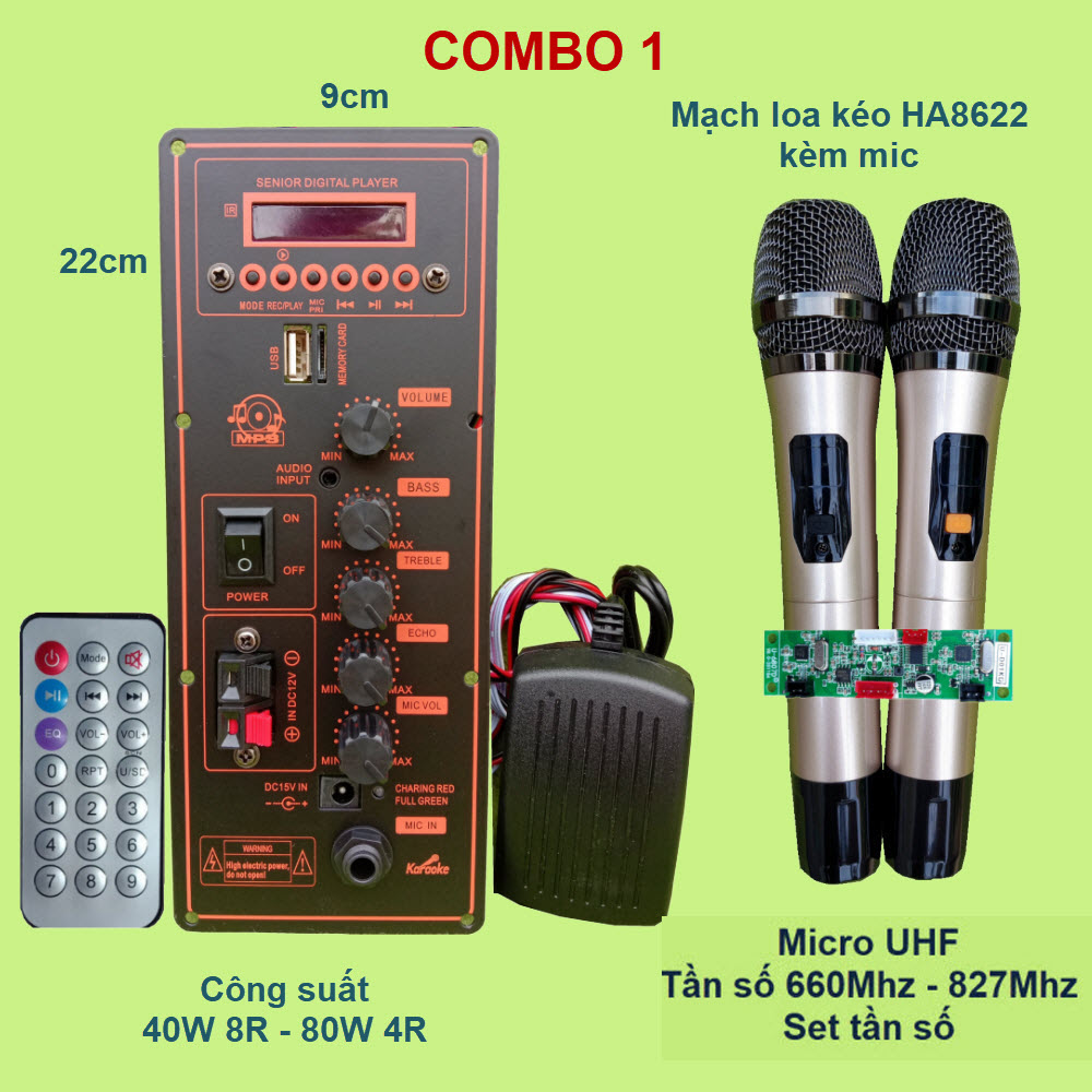 [HCM]Mạch loa kéo kèm micro mạch loa kéo kèm mic HA8622 cam đỏ