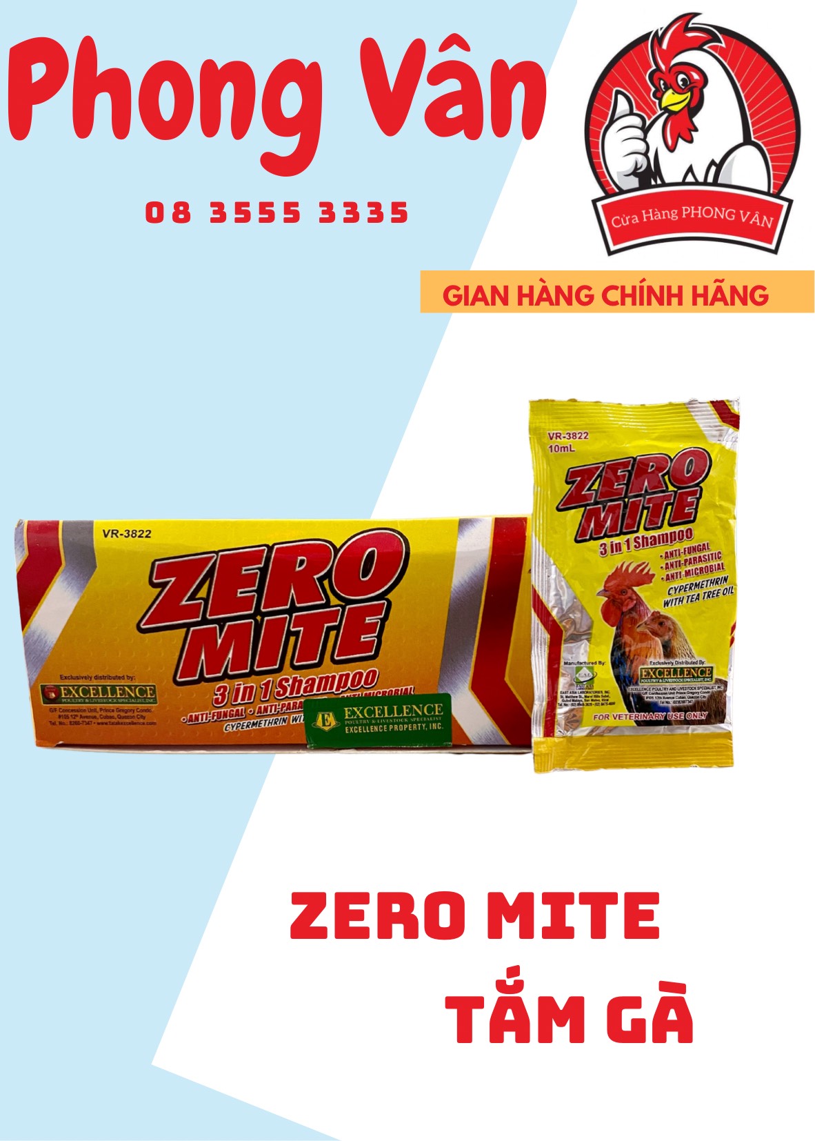 Zero mite - xà bông tắm tri mạt rận , bóng lông cho gà