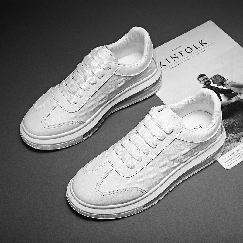 Giày sneaker nam cổ thấp tăng chiều cao 4cm hai màu đen trắng vân cá sấu cực ngầu