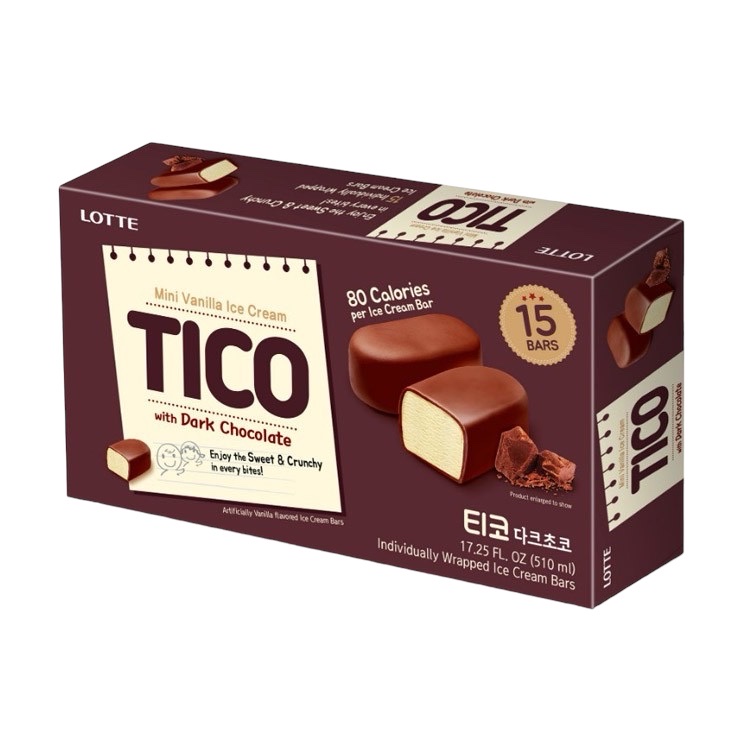 (GIAO HỎA TỐC HCM) Kem viên socola đen Hàn Quốc Lotte Tico Dark Chocolate (510ML)