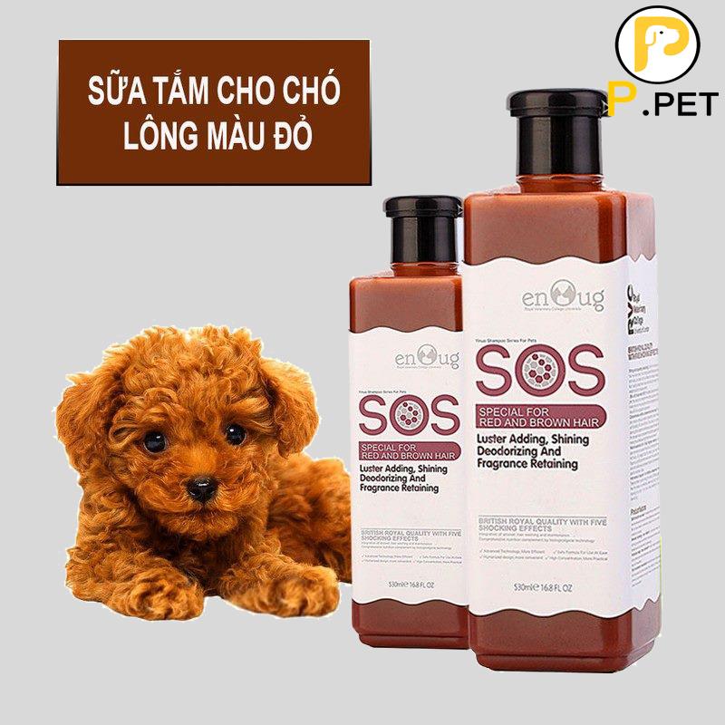 Sữa Tắm Dành Cho Chó Lông Màu Nâu Đỏ SOS - Sữa tắm cho chó mèo - Màu Nâu - Chai 530ml ( P.Pet )