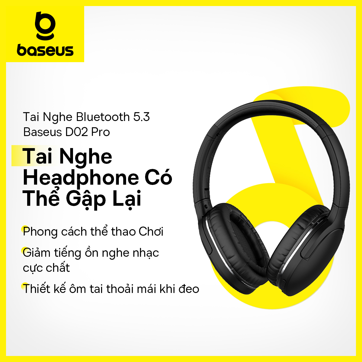Tai Nghe BASEUS Chụp Tai D02 Pro  Encok Wireless Bluetooth 5.0 Headphone Denoise Subwoofer Adjustable Game / Music Mode Headsets 6D Music Sound Games Headsets
