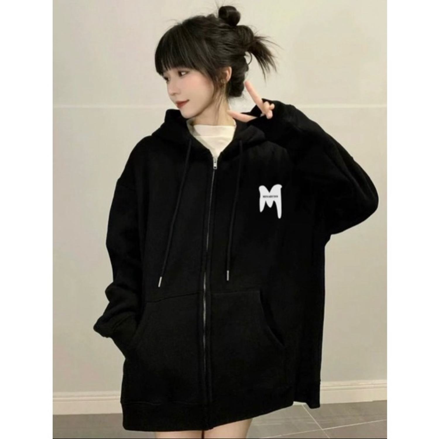 Áo khoác nỉ nữ dây kéo form rộng thời trang phong cách hàn ukmg198 hot của năm