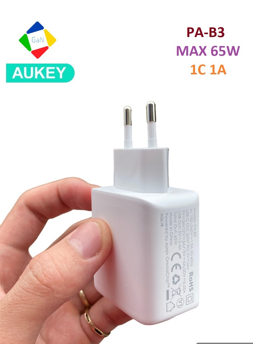 Củ sạc aukey 65w dual-port pd charger - pa-b3
