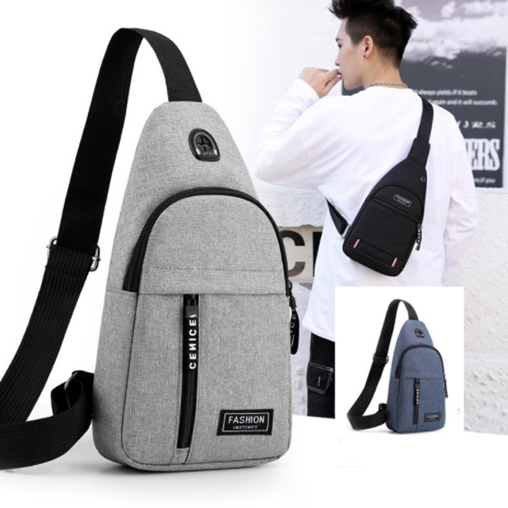 Túi đeo chéo nam vải canvas chống nước, túi chéo nam thiết kế 2 ngăn rộng rãi để đồ, túi vải đeo chéo phong cách Hàn Quốc