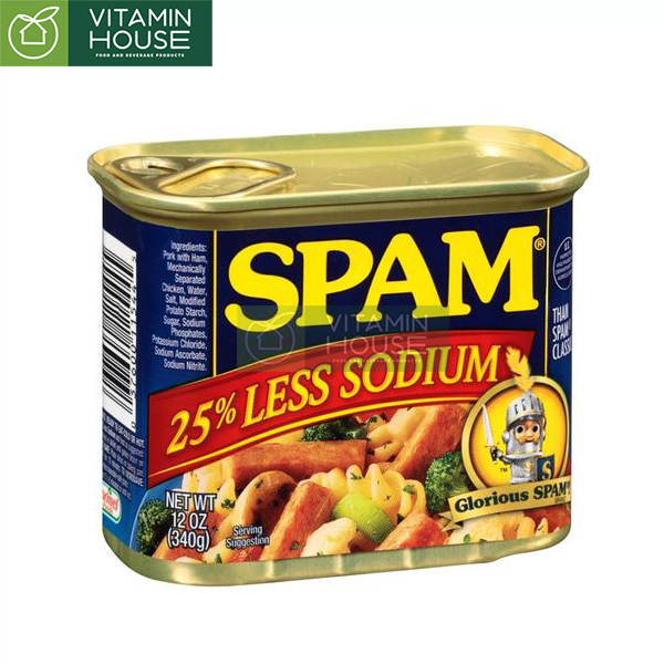 Thịt Hộp Spam Mỹ  ít mặn 25% Less Sodium 340g [Vitamin House]