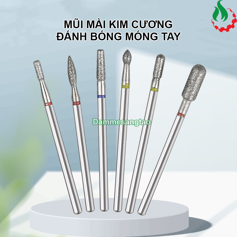 Bộ 6 mũi mài kim cương đa năng cho máy mài mini đánh bóng móng tay MKC-MT6
