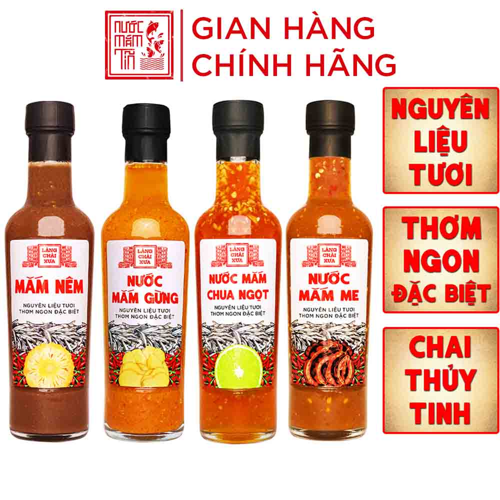 Combo 4 chai nước chấm pha sẵn Làng Chài Xưa nguyên liệu tươi