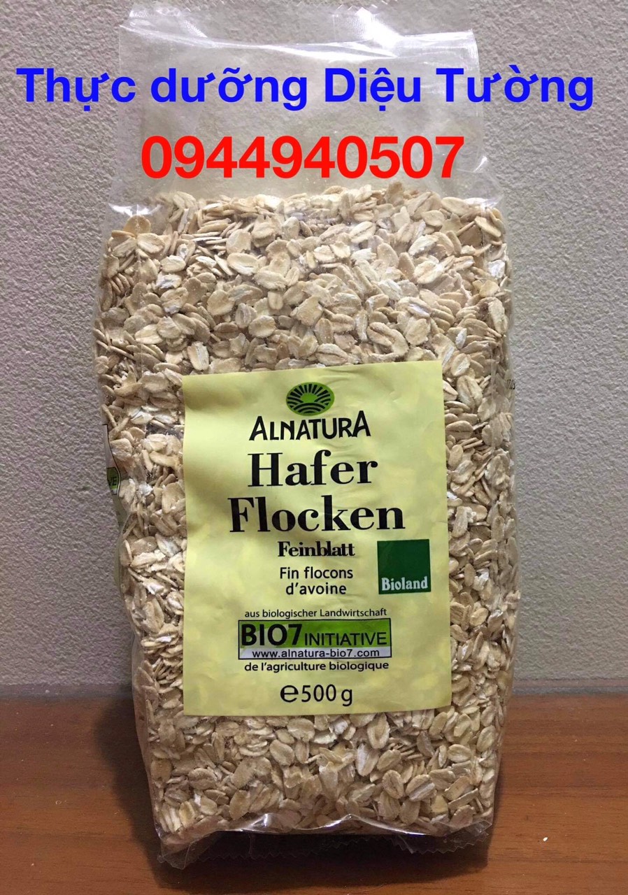 Yến mạch hữu cơ nguyên hạt cán dẹt Hater Flocken – ALNATURA của Đức – Gói 500gr