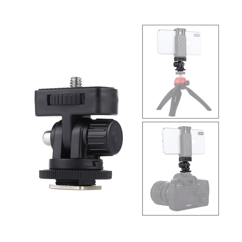 Đầu chuyển chân flash máy ảnh cold shoe sang vít 1/4-inch 2 trong 1 puluz