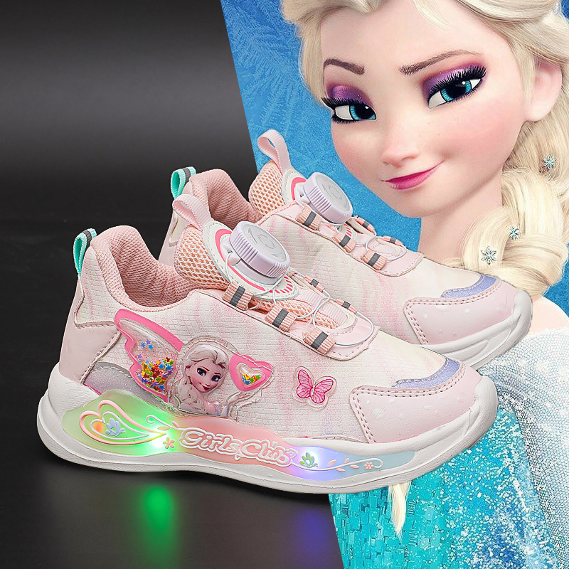 Giày phát sáng cho bé gái hình Elsa, giày Elsa có đèn Led bé 2-10 tuổi có nút xoay để điều chỉnh dây giày