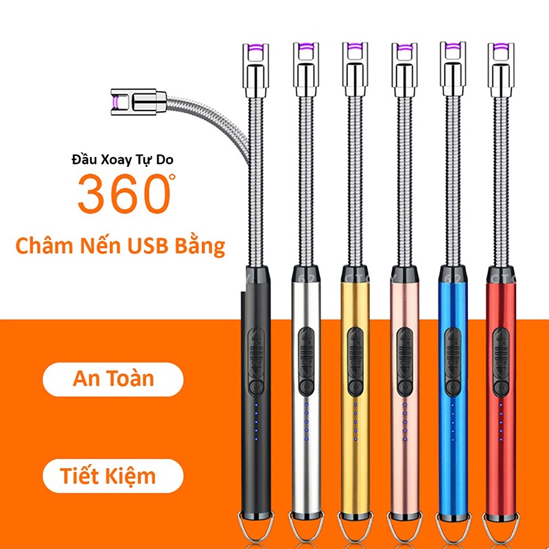 Dụng cụ tạo tia lửa điện đốt nến thơm, phụ kiện đốt nến, cây mồi lửa bếp gas, pin sạc usb, an toàn, bền bỉ - moibep-usb