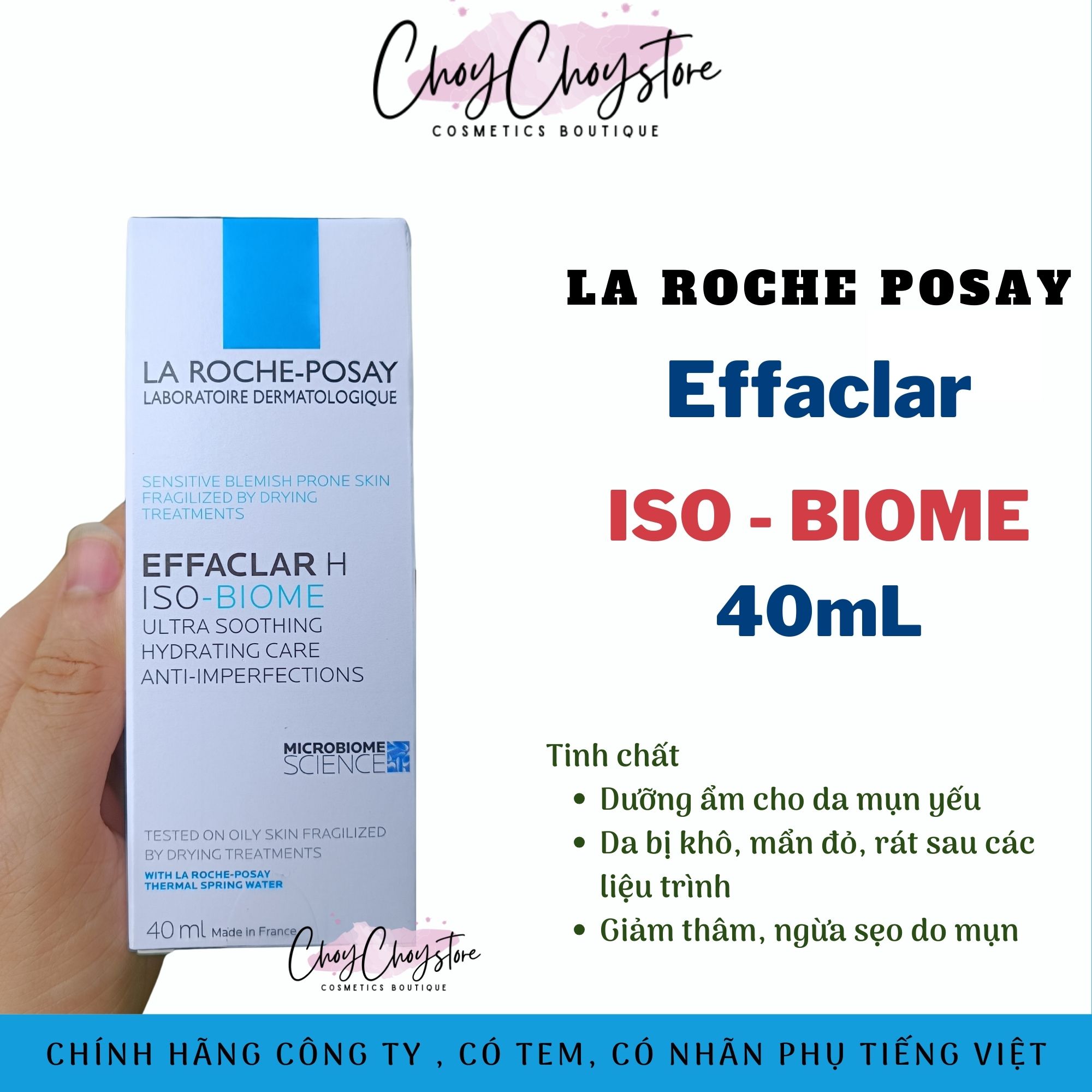 Kem Dưỡng La Roche Posay Effaclar Iso Biome 40mL Phục Hồi Cho Da Mụn