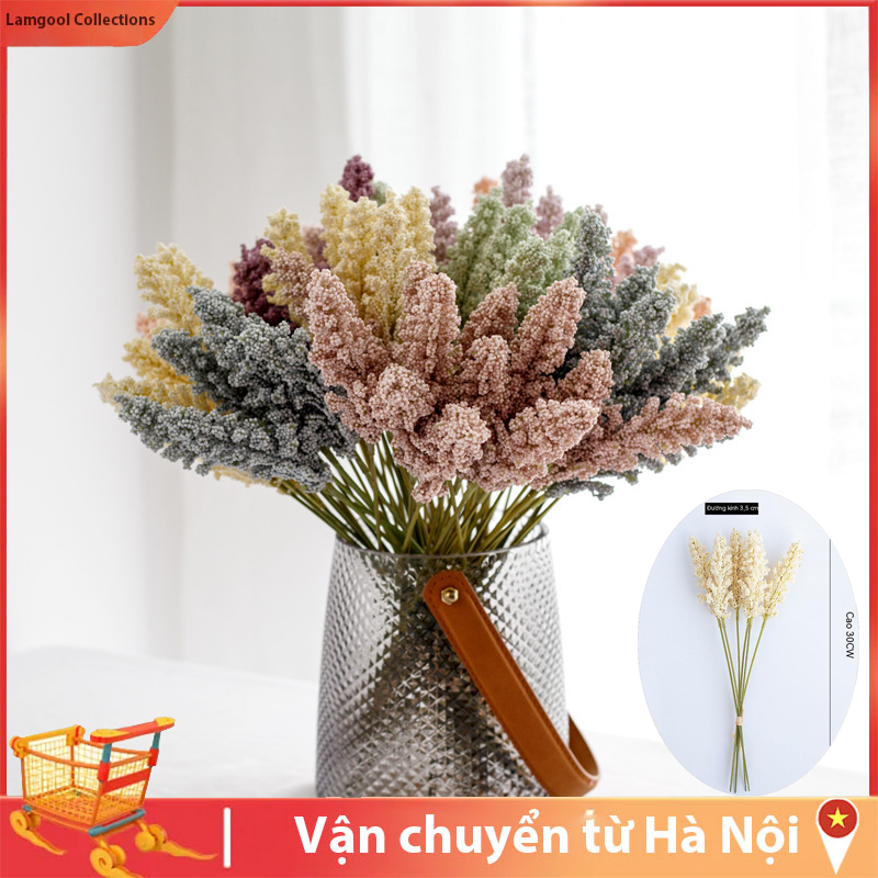 Cây lúa mạch nhỏ mô phỏng cây ngô, trang trí nội thất, cắm hoa, chụp ảnh cưới, hoa giả, hoa giả.