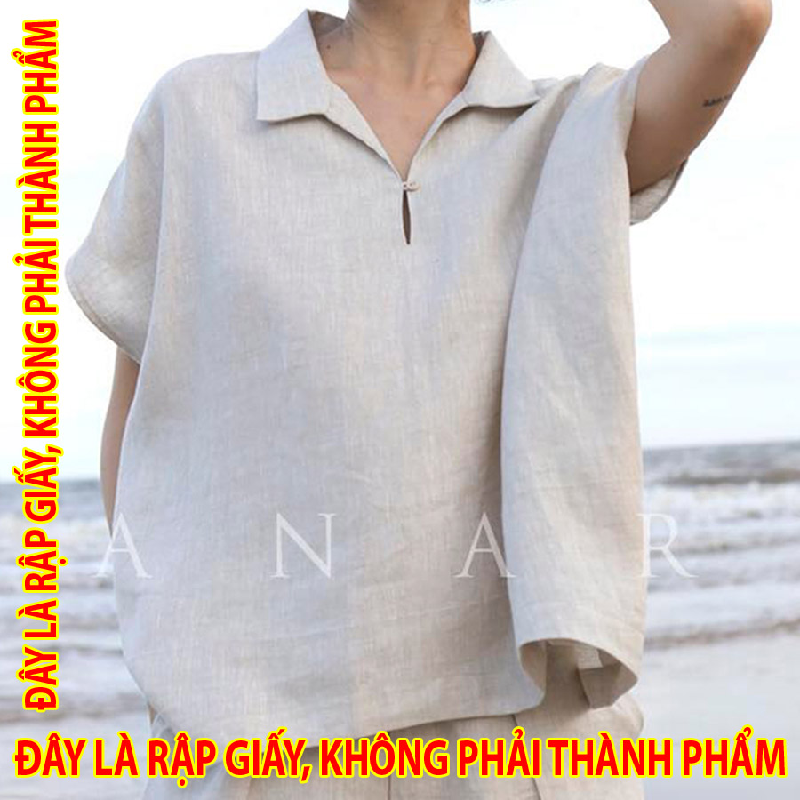 Rập Giấy SM007 - Áo khoét giọt nước cổ lật, vạt cong