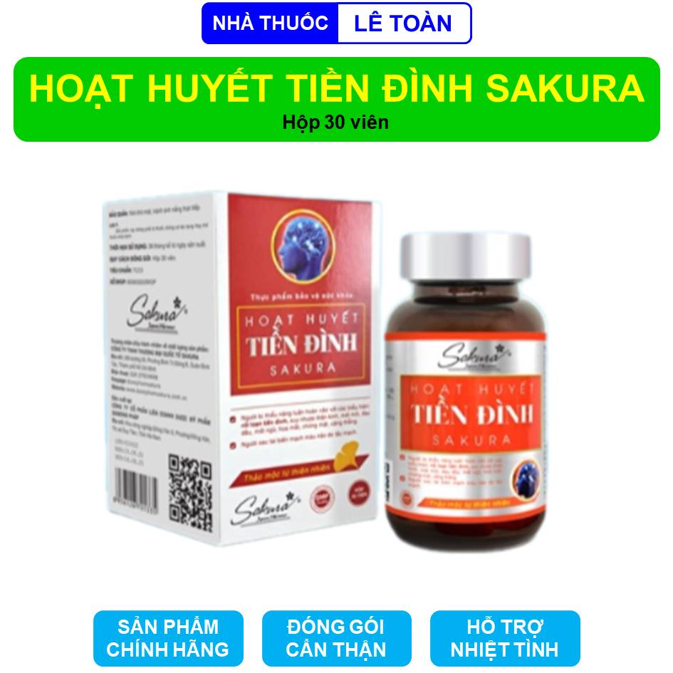 Viên uống hoạt huyết tiền đình Sakura hỗ trợ cải thiện các triệu chứng rối loạn tiền đình, đau đầu, mất ngủ - Hộp 30 viên