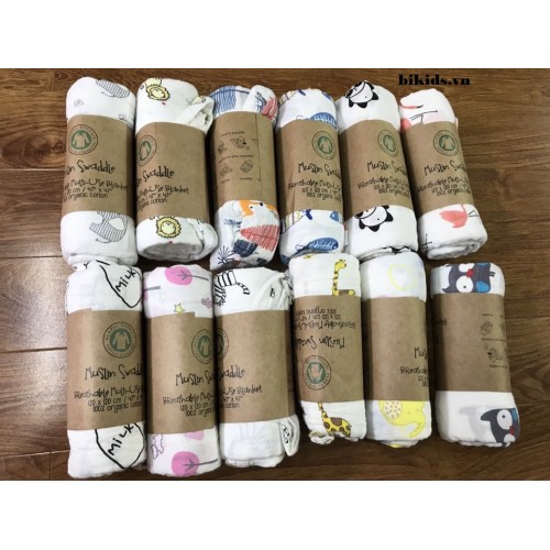 Khăn xô tắm Muslin Swaddle Organic cotton - Khăn tắm xô cho bé