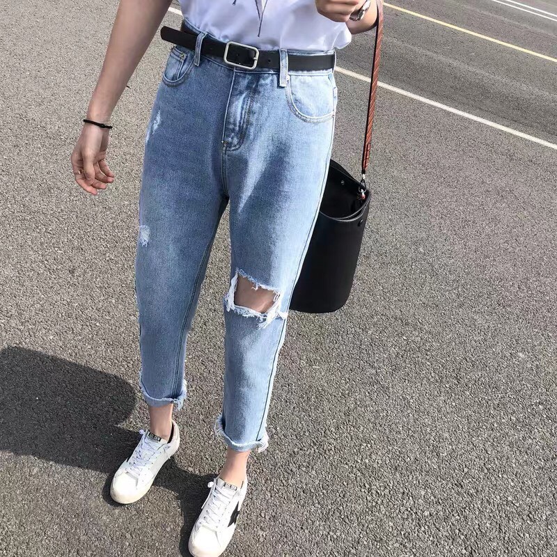 Quần baggy jean nữ rách chất bò thời trang sevenshop89 msbg02