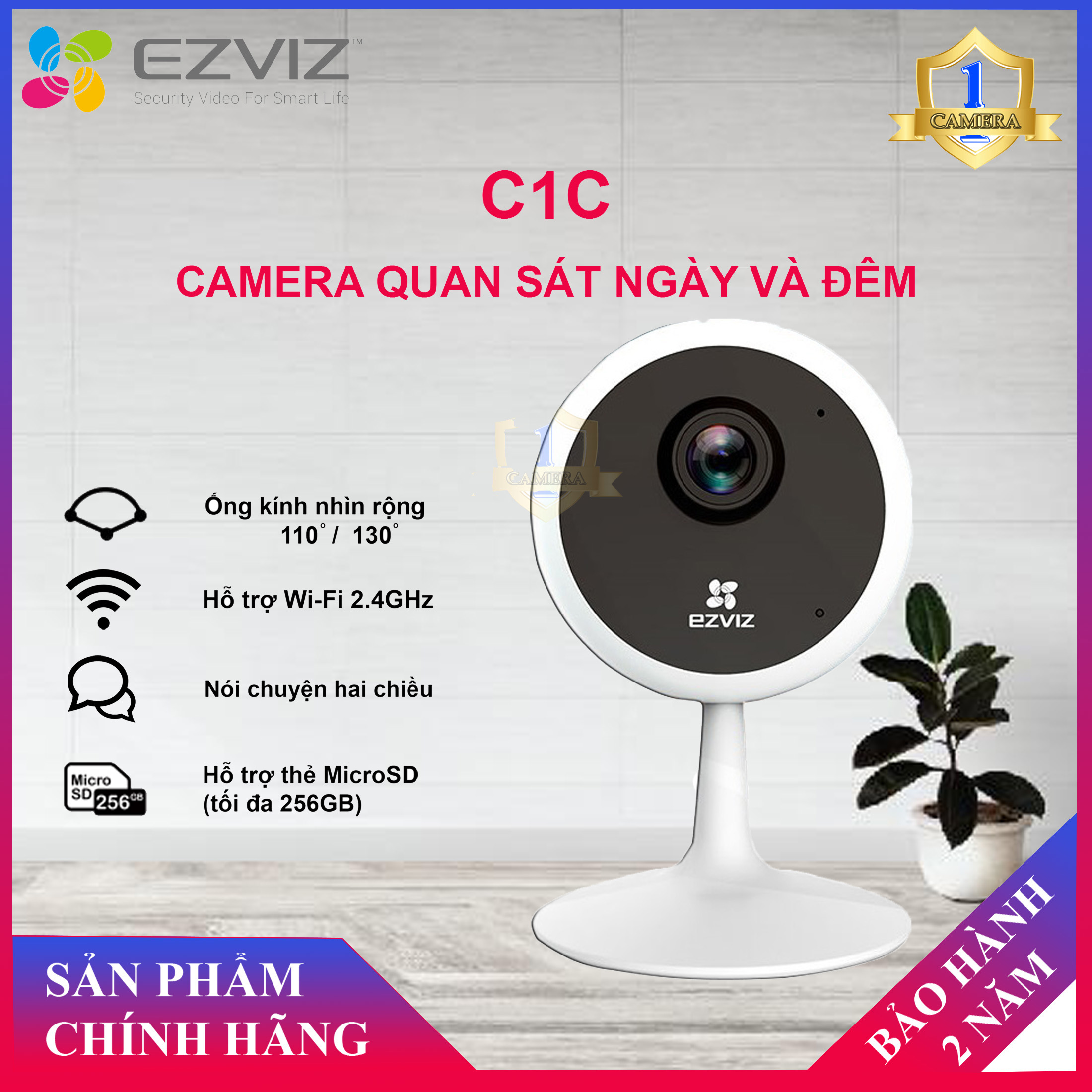 Camera ip wifi ezviz c1c 2.0mp 1080p- bh 24 tháng - camera ngoài trời, camera giám sát, camera an ninh, camera trong nhà - camera số 1