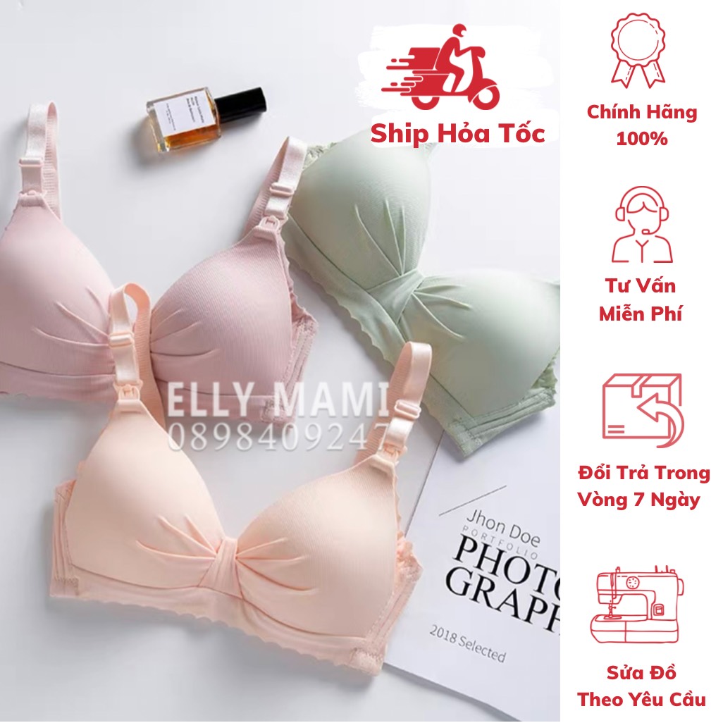 Áo ngực tăm nơ không gọng bầu và sau sinh cúc mở tiện lợi