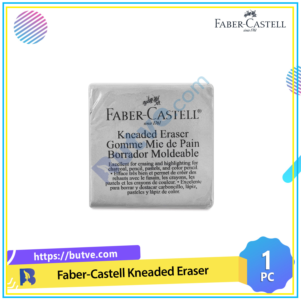 Tẩy đất sét Faber Castell Kneaded Art - Xám
