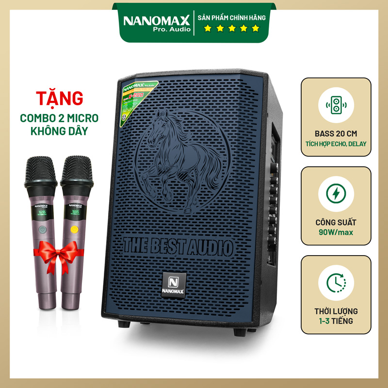 Loa Kéo Mini Nanomax S-200 Bass 20cm Công Suất 90w/max Karaoke Bluetooth