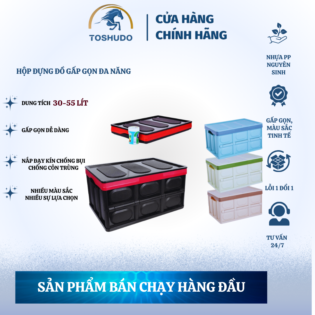 Thùng Đựng Đồ Ô Tô - Hộp Đựng Đồ Ô Tô Có Thể Gấp Gọn Dung Tích 56 Lít Để Cốp Sau Ô Tô