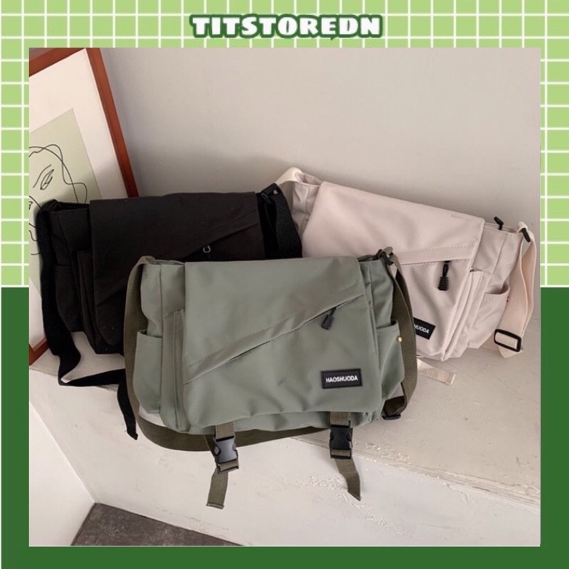 Túi đeo chéo vải chống thấm unisex nam nữ ulzzang vừa a4