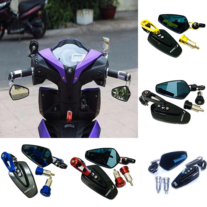 Gương gù chiếu hậu gắn xe máy có thể xoay gập 360 độ Tặng kèm lục giác điều chỉnh (giá 1 đôi)