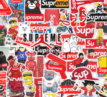 Sticker SUPREME nhựa PVC không thấm nước, dán nón bảo hiểm, laptop, điện thoại, Vali, xe